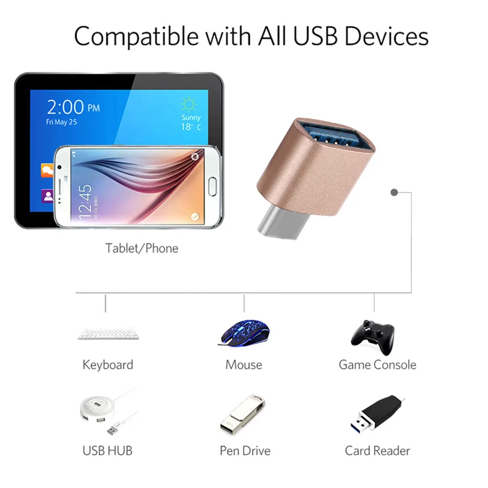 Фото Переходник OTG Type-C для смартфонов Android портативный переходник типа C Папа-мама Tipo Переходник OTG Type-C для смартфонов Android портативный переходник типа C Папа-мама Tipo