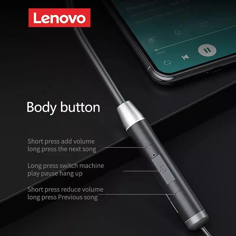

Lenovo HE08 Bluetooth 5.0 Neckband Wireless Headphone Dual Dynamic 4 Driver Metal HiFi Stereo Sport Magnetic Headset