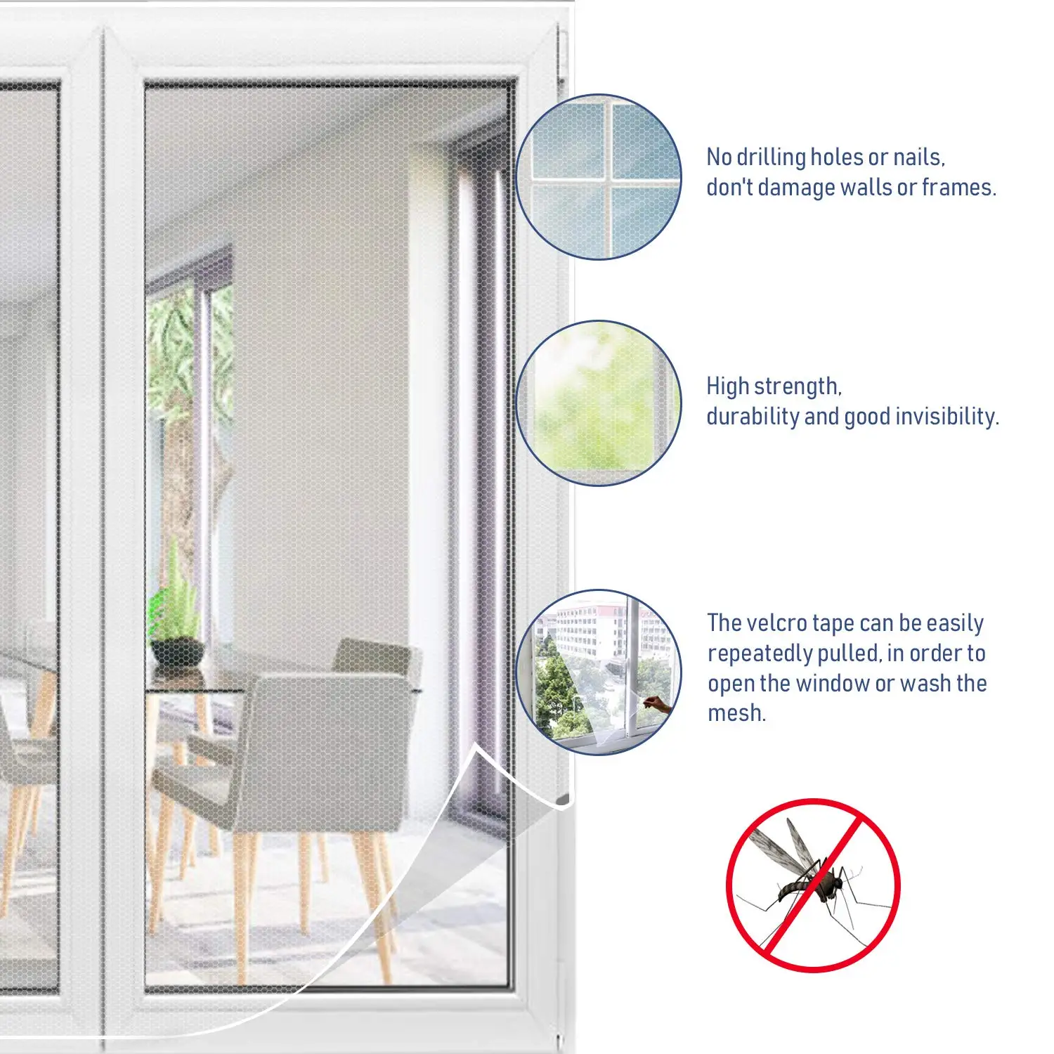 Сетка для защиты от насекомых в помещении самоклеящаяся сетка