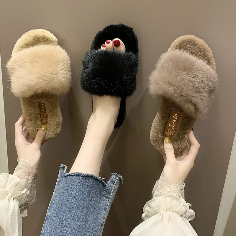 

Natural Sheepskin Winter Warm Fur Slippers Women Home Shoes Indoor Slipper 2019 Luxury Wool Slippers Woman Casual Slippers