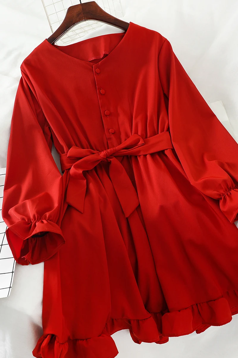 2019 Новое модное женское осеннее белое платье с длинными рукавами | Женская одежда