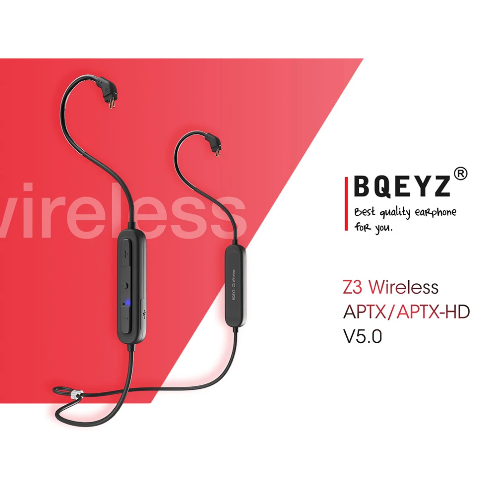 BQEYZ 2Pin 0,78 мм MMCX Bluetooth 5,0 Сменный кабель для наушников AptX-HD беспроводной HiFi наушники съемный кабель