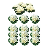 artificial floating foam lotus flowerswith water lily pad ornamentsivory whiteperfect for patio koi pond pool aquarium home g