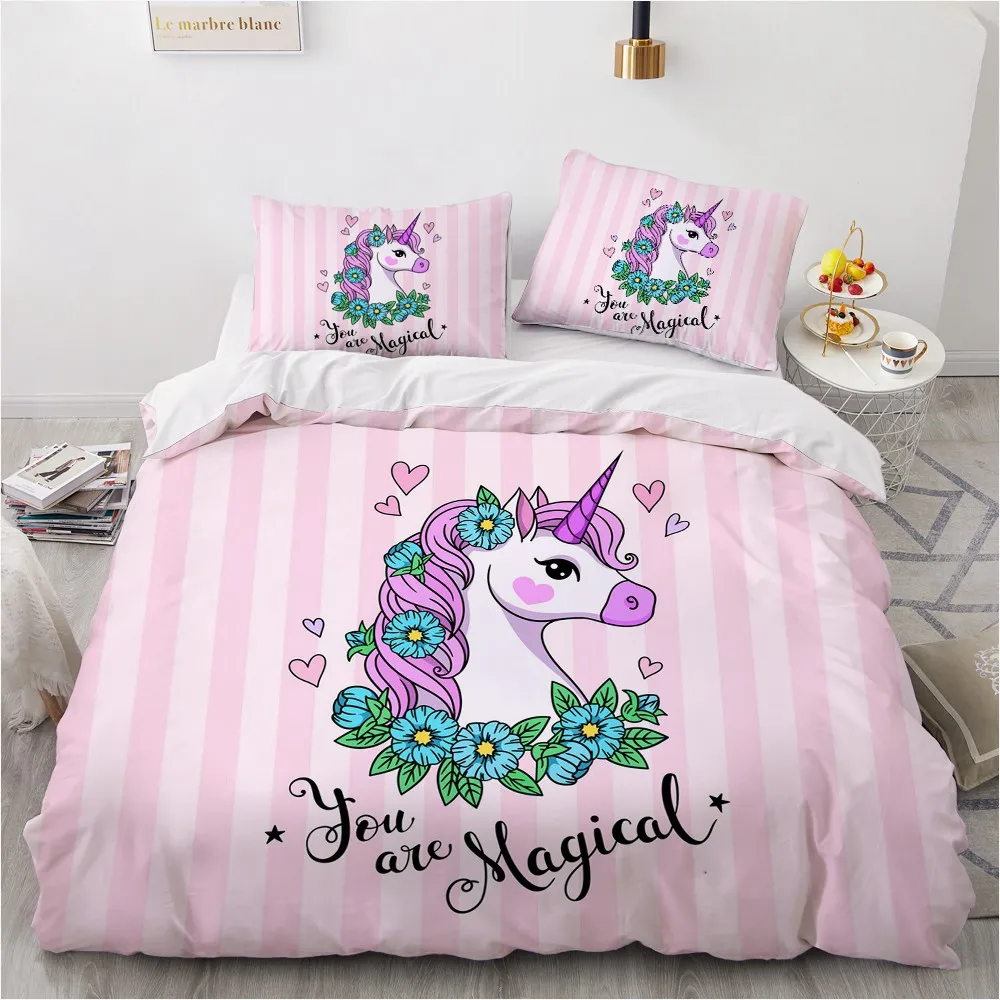 

Home Textile 3D Custom Design Unicorn Duvet Cover Sets Comforther Covers White Pillow Cases King Queen Super King Twin Size