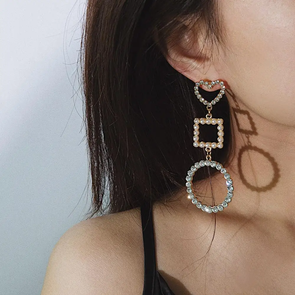 2019 новые корейские роскошные золотые хрустальные серьги в форме сердца со