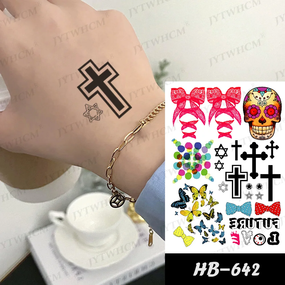 

Waterproof Temporary Tattoo Sticker Heart Music Cross Old School Translation Tattoos Planet Universe Body Art Arm Fake Tattoo