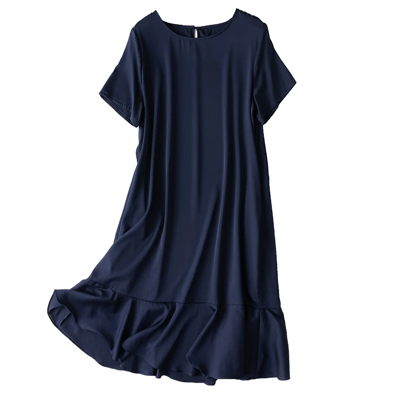 

SHUCHAN High Street Vestido Midi Elegante Knee-Length O-Neck Summer Korean Fashion Dress Women Vestiti Donna Estate In Seta