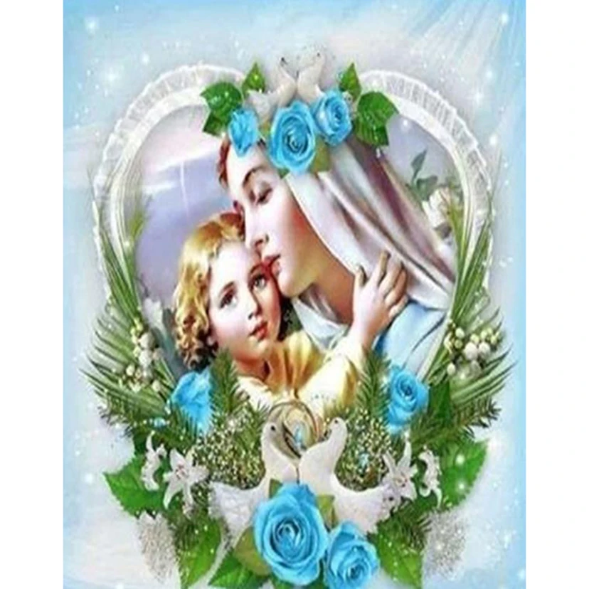

DIY 5D Religious Diamond Painting Ourlady Diamond Embroidery rose flower Cross Stitch Rhinestone Mosaic Home Decor FH293