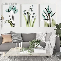 modern minimalist poster blue flowers canvas painting print wall art wall picture for living room bedroom nordic decoration home