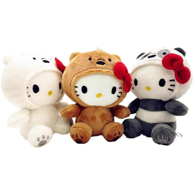 

10CM Kawaii Anime Plush Toy Bow Kitty KT COS Brown bear White bear Panda Cute Soft Stuffed Doll Pendant Toy Kids Gift