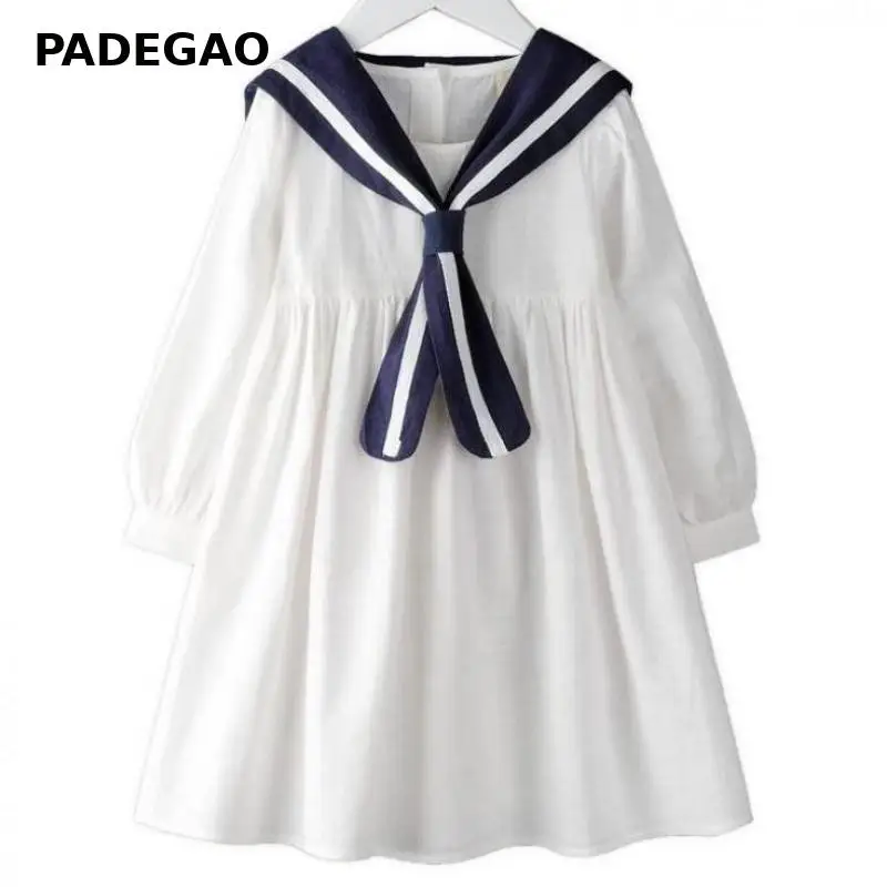 Платье для девочек матросский воротник подходящие цвета хлопковые детские