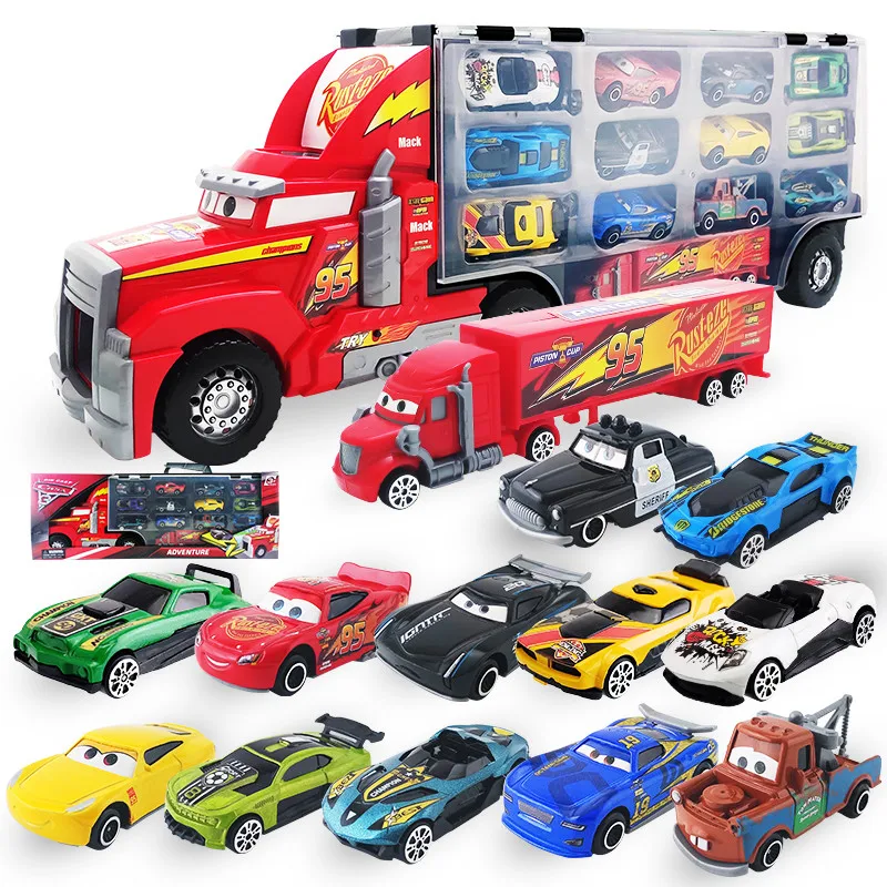 Disney Pixar Cars 3 Mack Uncle Truck Toy Car Set Lightning McQueen Jackson Storm 1:55 Diecast Car Model Toy Kids Gift