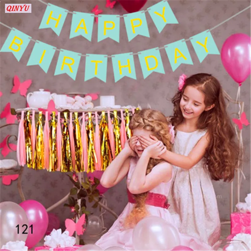 Цветной флаг с надписью на день рождения горячее тиснение баннер украшения для