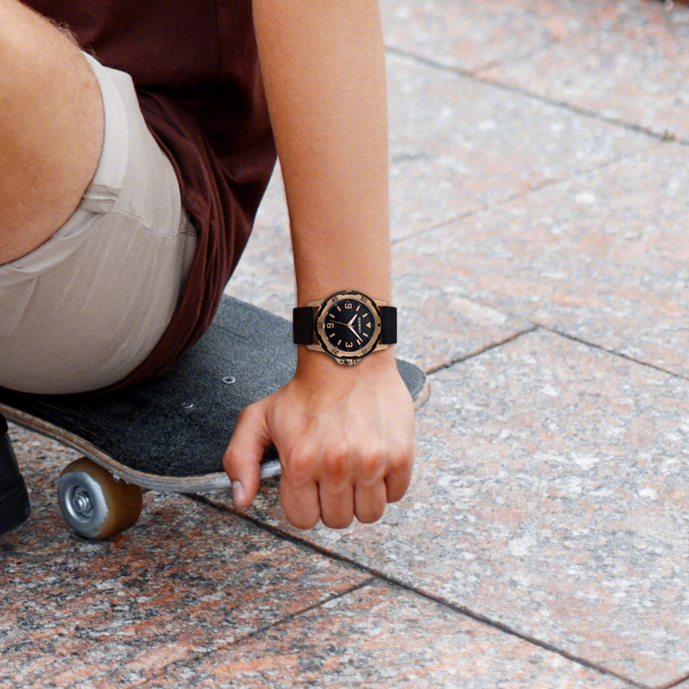 Men's Watch Japan Quartz Movement Citizen 2035 Male Wristwatch Luminous Arabic Numerals Silicone Strap Waterproof Мужские Часы enlarge
