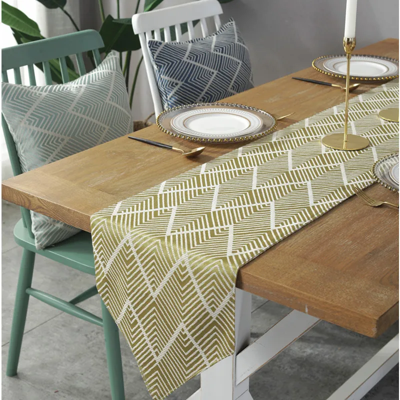 

Proud Rose Simple Table Runner Geometric Wave Pattern Waterproof Table Flag TV Cabinet Decoration Fabric Hotel Bed Flag