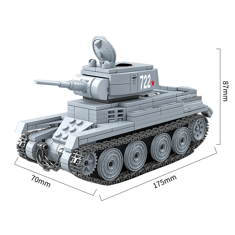 Original Box 462 шт. военный советский BT-7 светильник Танк солдат строительные блоки WW2 Танк оружие аксессуар кирпичи армейские игрушки для детей Подарки - Цвет: Original Box
