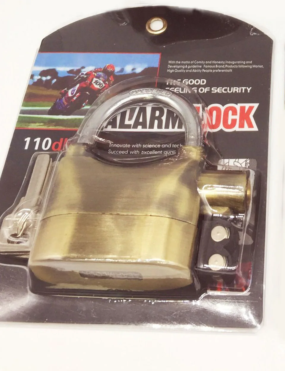 lockalarm1001-Gold Встроенный датчик движения Bemodst, безопасность 110дб, сирена, сигнализация, замок, универсальный Противоугонный замок для велосипеда, мотоцикла, двери ворот - Цвет: lockalarm1001-Gold