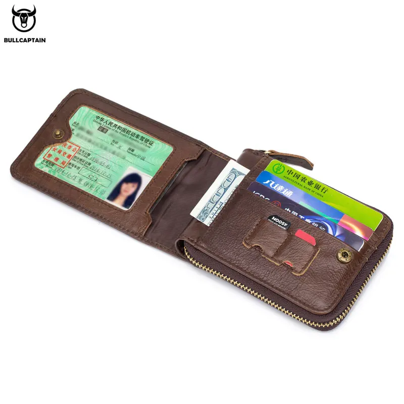 BULLCAPTAIN RFID мужской кошелек, кожаный кошелек для монет, дизайнерский брендовый кошелек, клатч, кожаный кошелек, мужской кошелек, держатель для карт