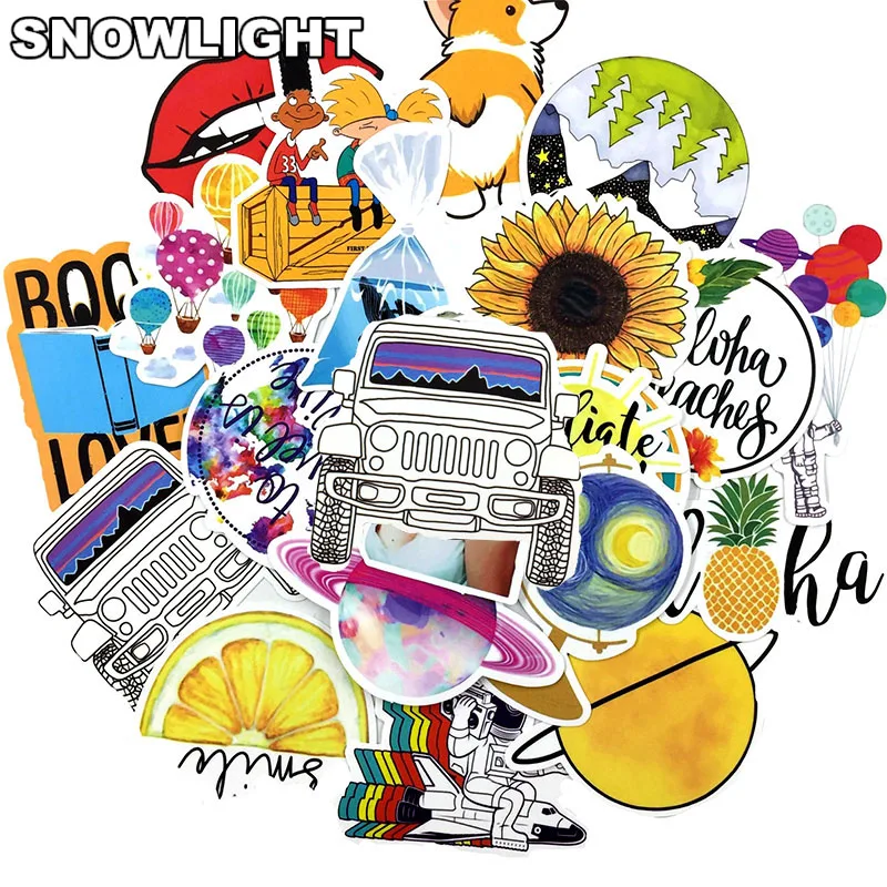 10/53pcs/lot Cartoon Ins Style Girls  Sticker For Luggage Moto Car Suitcase Laptop Pvc Waterproof Toy Stickers