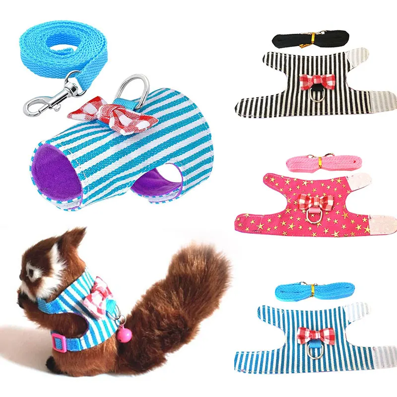 2 шт./компл. регулируемый маленький жилет в клетку с бантом для питомцев полоску