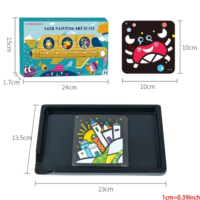 

Multi Coloured Children DIY Sand Painting Kit, Color Painting Drawing Sand Art Creativity Educational Toy For Kids