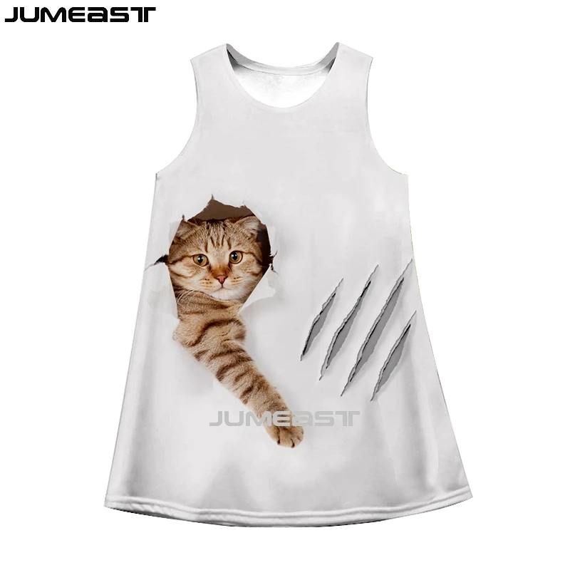 

Jumeast, Брендовые женские платья с 3D принтом, кошка, Когтеточка, летняя мода, платье без рукавов, ночная рубашка на бретелях