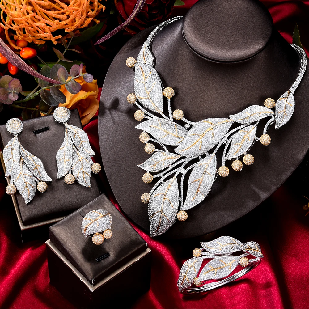 

Kellybola 4 шт. Модные Ювелирные наборы из африканских Дубай для женщин ювелирные изделия для свадьбы вечеринки праздник кубический цирконий Св...