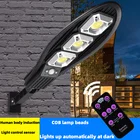 Светодиодный уличный светильник на солнечной батарее, питание от солнечного света, сенсор, нарусветильник садовые светильники с дистанционным управлением