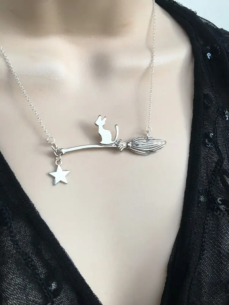 

Cat Necklace - Cat Pendant- Cat Lovers Necklace -Halloween Necklace - Cat Jewelry