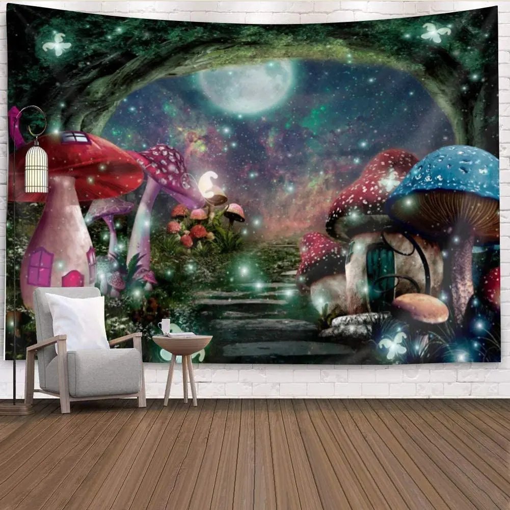 Гобелен SepYue сказочный с изображением грибов психоделическая футболка настенный