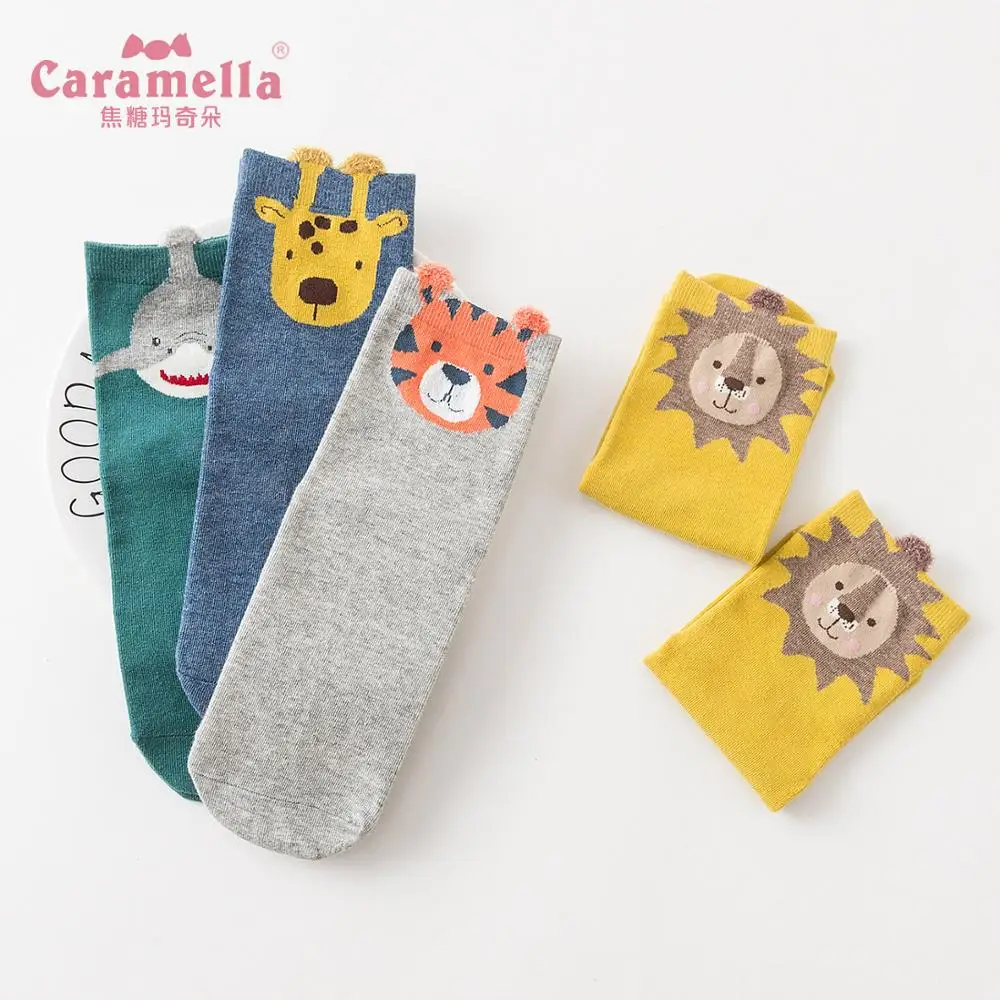 Caramella, 4 пары, модные Мультяшные женские носки, милые короткие носки, Харадзюку, солнечный свет, рисунок льва, цветочный рисунок, до лодыжки, хипстерские носки для женщин