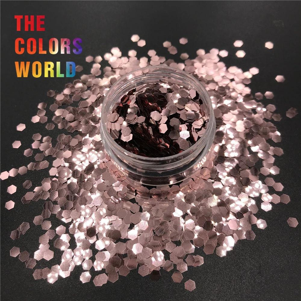 TCM0230 розовое золото цвет металлик блеск шестиугольная форма для ногтей украшение