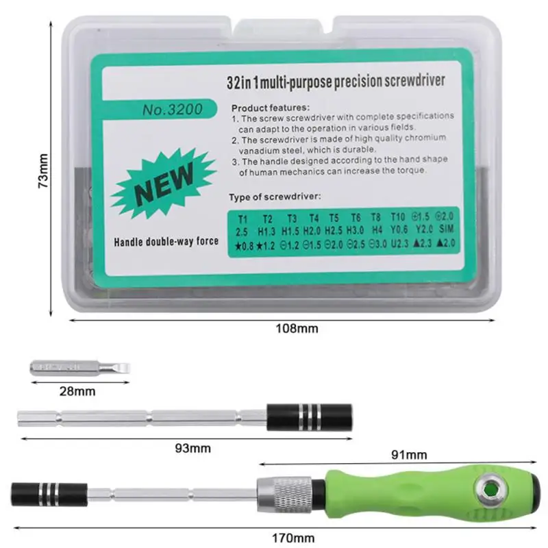 

32 In1 Screwdriver Set Of Screw Driver Bit Multi-function Precision Mobile Phone Repair Device Hand Tools Torx Screw Driver Set