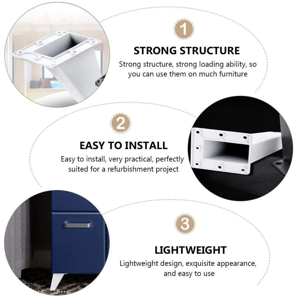 

4Pcs Aluminum Alloy Cabinet Legs Durable Furniture Legs for Home White