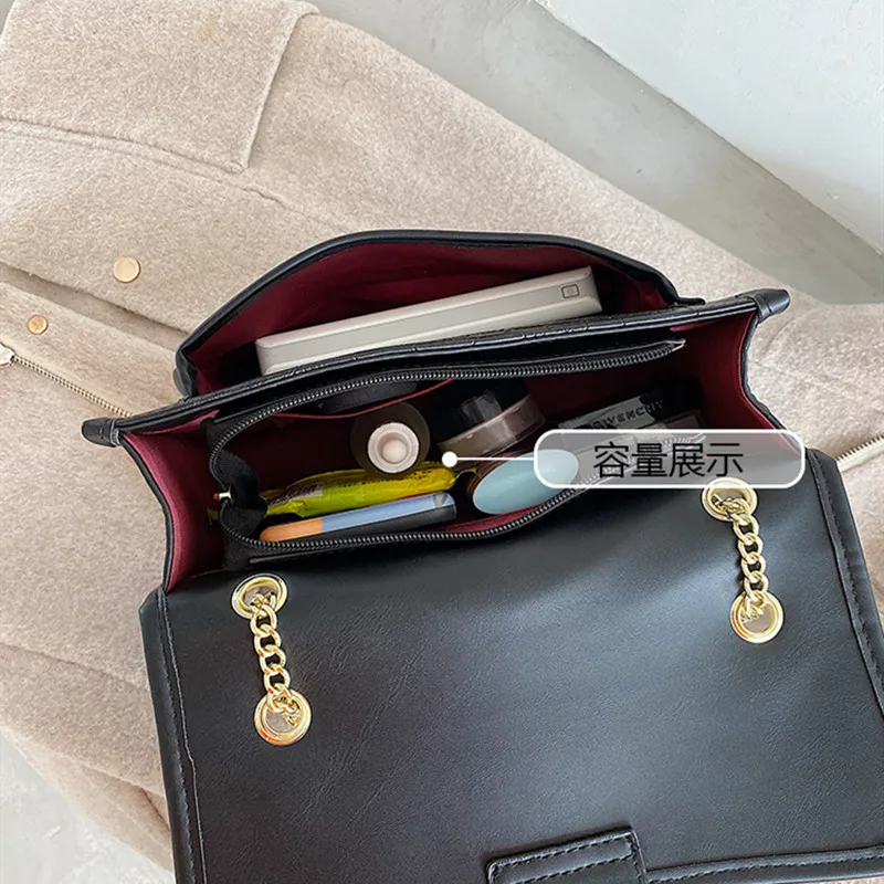 

High Quality Stone Leather Women Shoulder Crossbody Bags 2021 Luxury Brand Ladies Messenger Bags Causal Totes Female Purses