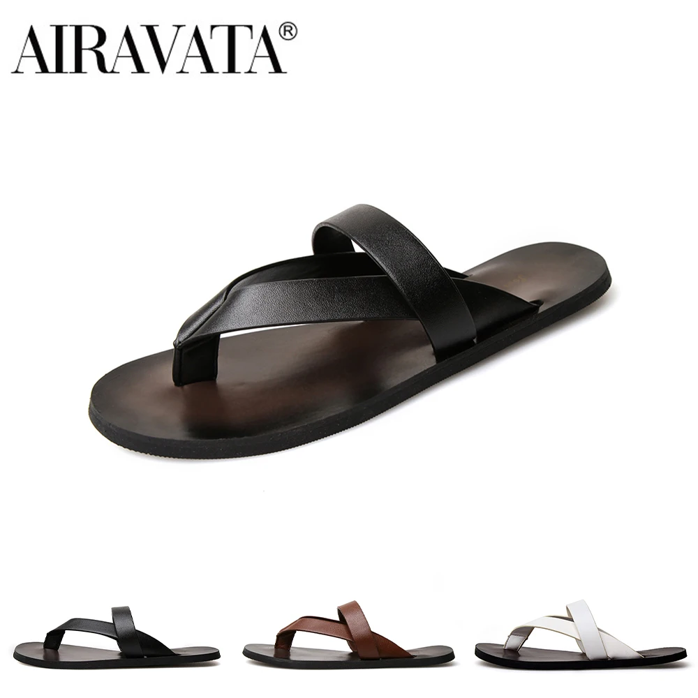 

Airavata Men's Flip-Flops Slippers Summer Flat Beach Outdoor Fashion Casual Breathable Non-Slip Light Shoes Home Male Shoes