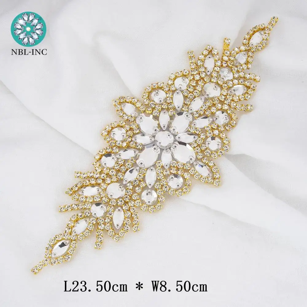 (1PC) Rhinestones bridal belt wedding applique silver with crystals dress accessories sash WDD0472