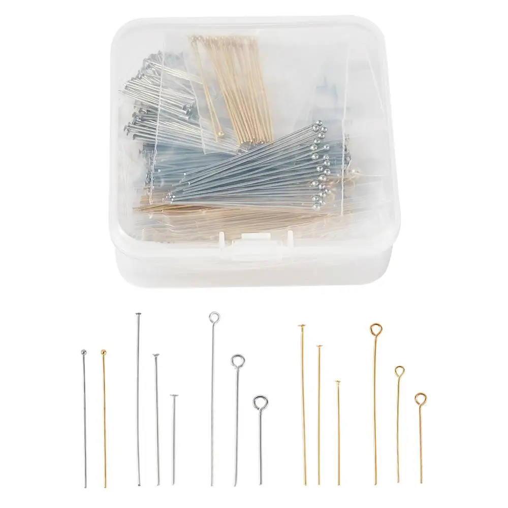 

1 Box 304 Stainless Steel Eye Pins,Head pins and Ball Head pins Findings For DIY Jewelry Making Jewelry Accessories Supplie