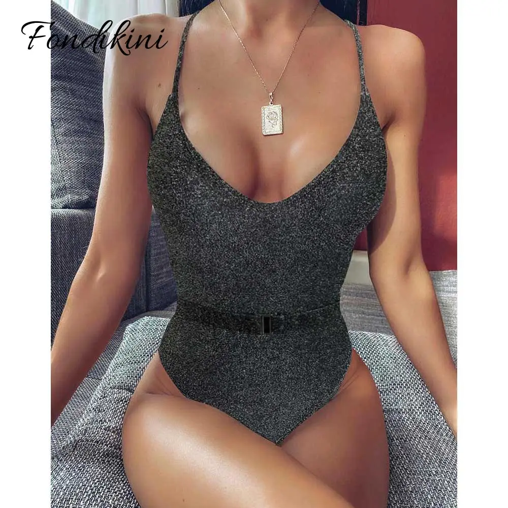 One Piece Swimsuit Push Up Swimwear Women Black Sexy Bodysuits 2019 Sling Traje De Bano Mujer Retro Buckle Newest Fashion | Спорт и