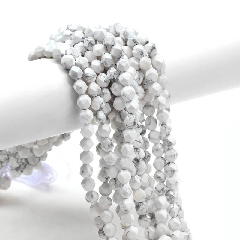 

Hesiod 8mm Round Natural Stone Loose Beads Irragular Geometric White Agates Spacer Beads DIY Necklace Bracelet Jewelry Making
