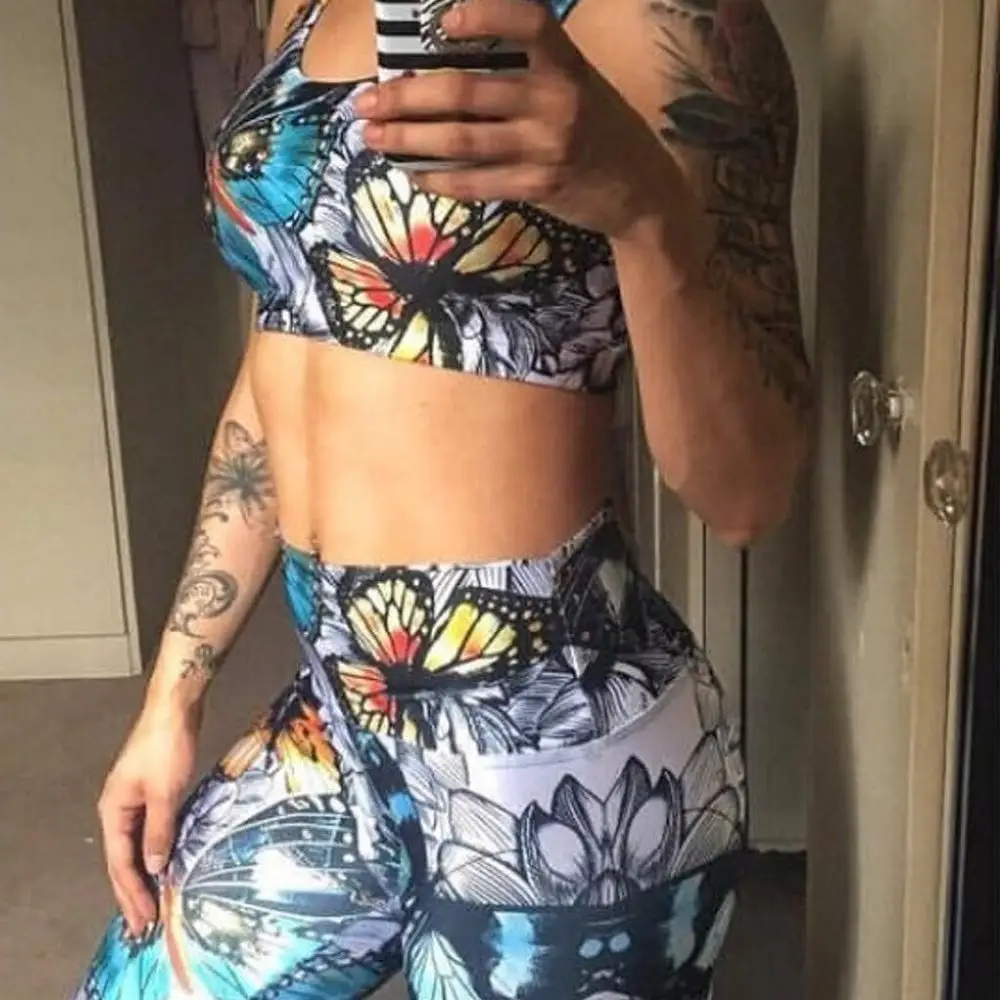 С высокой талией модное платье с принтом и бантом для леггинсы yoga Штаны