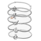 Женский браслет из серебра 925 пробы с бусинами-подвесками