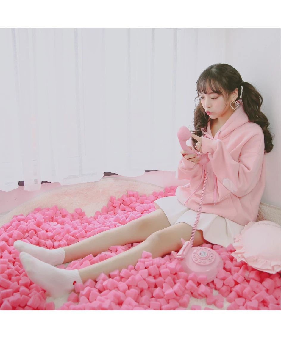 Японская уличная Kawaii Милая толстовка с капюшоном для женщин худи с вышивкой милые толстовки с длинными рукавами пуловеры Mujer