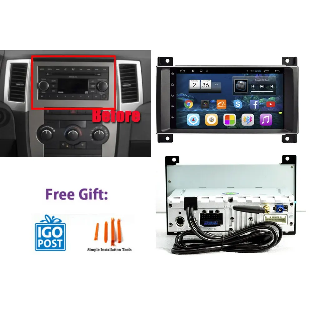 

Car Android GPS Navigation Multimedia For Jeep Cherokee 2008-2012 Stereo Radio Video Wifi 7 Inch