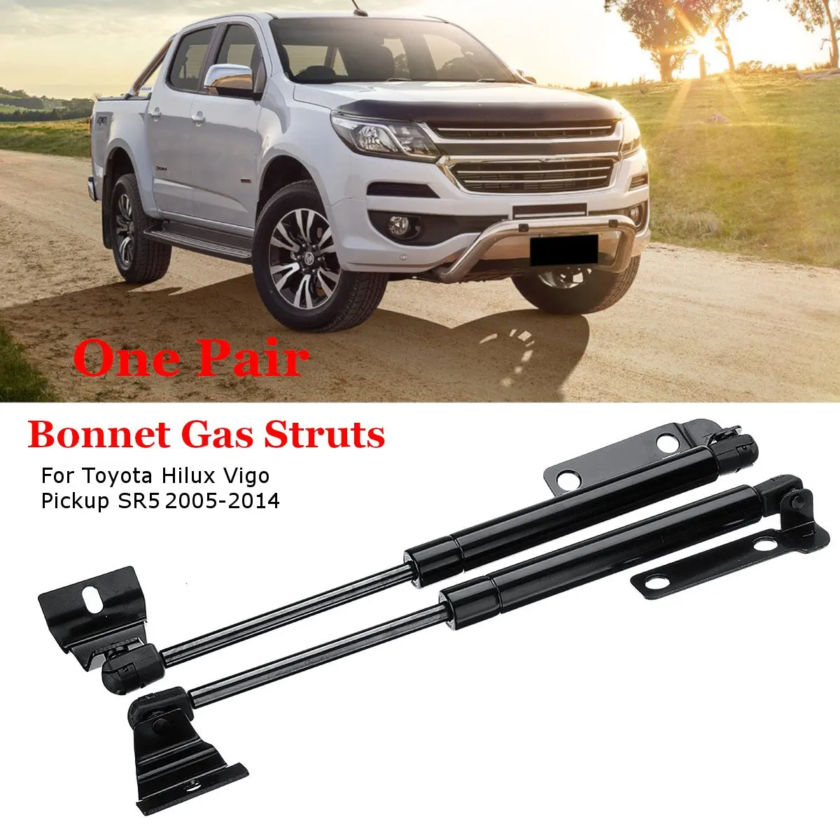 

2Pcs Car Front Hood Bonnet Shock Support Gas Strut Bars Gas Spring For Toyota Hilux Vigo Pickup SR5 2005-2014