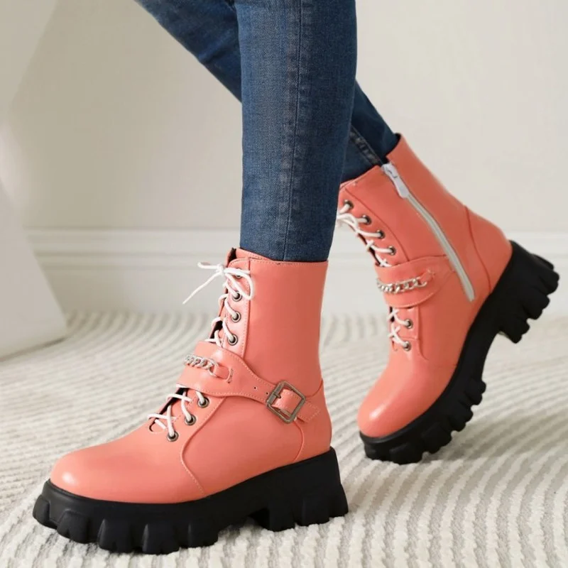 FXYCMMCQ Winter Hot Style Low Boots Side Zipper High Heel Round Toe All-match Women's Shoes Xd-12
