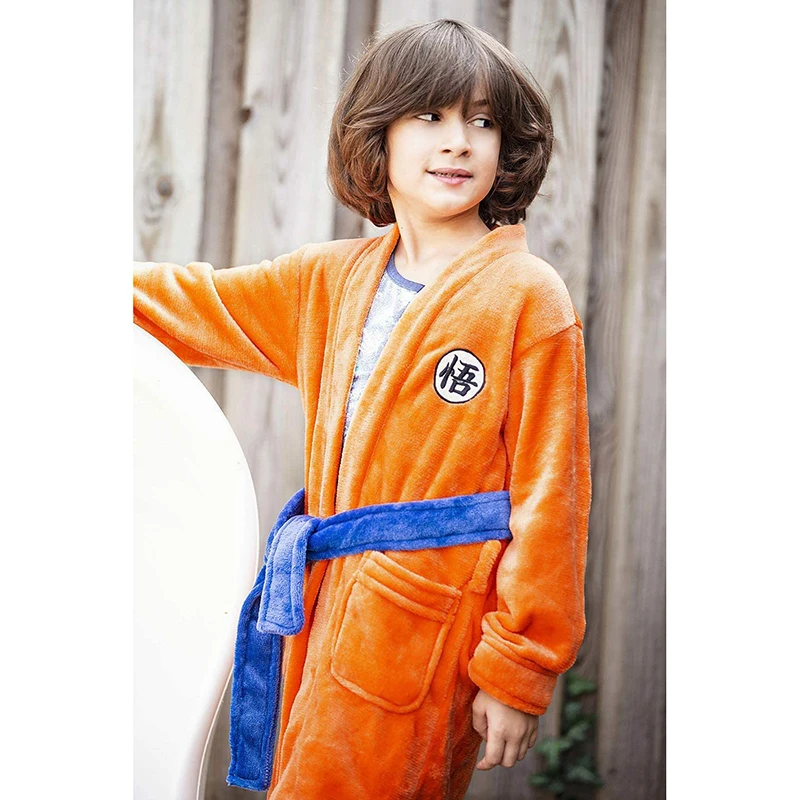 

Japan Anime Kids Flannel Bathrobe Cosplay Son Goku Bath Robe Sleepwear Pattern Plush Robe