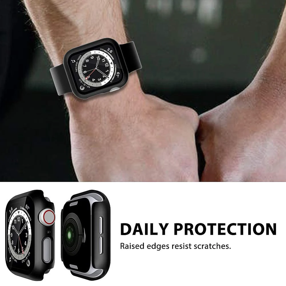 2pcs protective case for apple watch 1 2 3 tempered glass screen pc protector clear cover for iwatch wearable devices smart part free global shipping