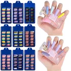 100 шт. комплекты в европейском и американском стиле, одежда для балерины маленькие синие коробка полный балета накладные ногти для ног, Цвет однотонные Цвет накладных ногтей CL12