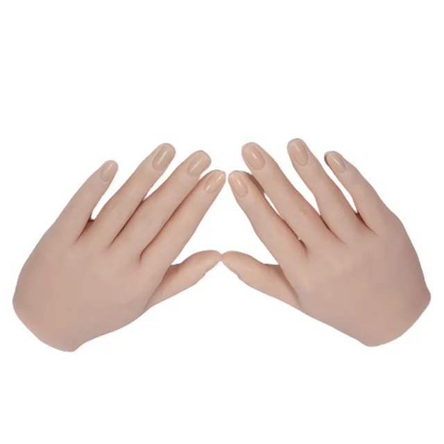1PCS Silicone Nail Art Training Hand Fake Natural Nail Manicure Tool Practice Model Display Finger Flexible Finger Adjustment enlarge